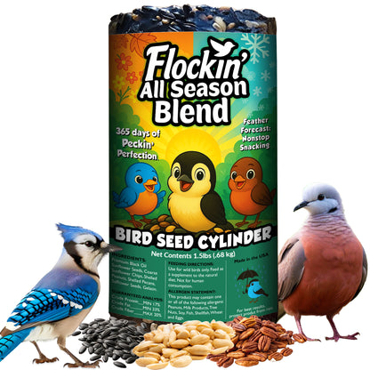 Flockin' All Season Bird Seed Cylinder - 1.5lbs, 4" x 7.75"