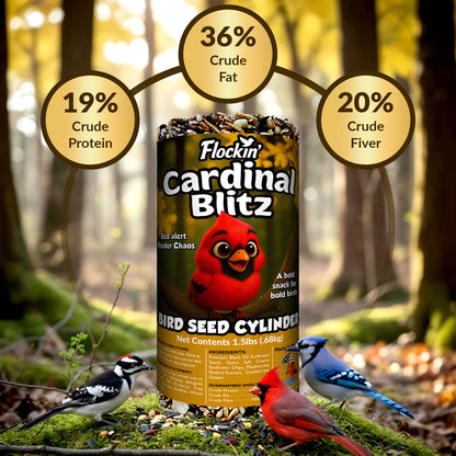 Cardinal Bird Seed Cylinders with Hole – Premium Cardinal Bird Seed Mix Curated for Cardinals & Also Loved by Blue Jays & Woodpeckers – Long Lasting, All Natural, No Fillers, USA Made (4" x 7.75")