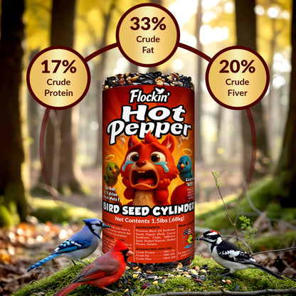 Hot Pepper Bird Seed Cylinders with Hole – Spicy Birdseed to Reduce Squirrels – Bird Seeds for Outside Wild Birds – No Mess Birdseed – Hot Birdseed with No Filler – All Natural, USA Made (4" x 7.75")