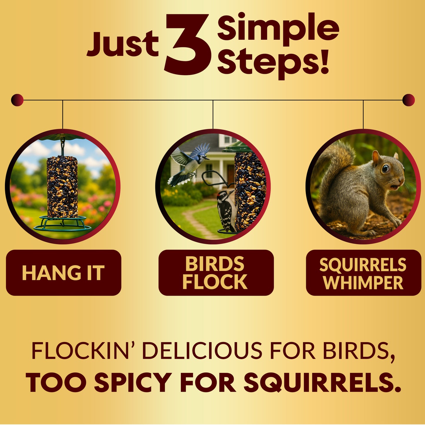 Hot Pepper Bird Seed Cylinders with Hole – Spicy Birdseed to Reduce Squirrels – Bird Seeds for Outside Wild Birds – No Mess Birdseed – Hot Birdseed with No Filler – All Natural, USA Made (4" x 7.75")