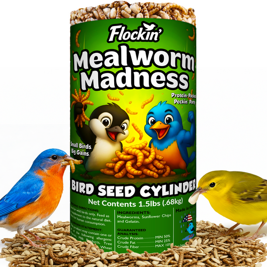 Mealworm Bird Seed Cylinders with Hole – Premium Mealworm Birdseed Log – Sunflower Chips & Dried Mealworms for Wild Birds – Natural High Energy Seed Cylinder – No Fillers – USA Made (4" x