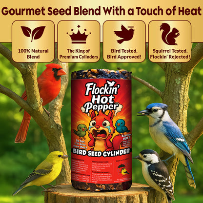 Flockin' Hot Pepper Bird Seed Cylinder - 1.5lbs & 4" x 7.75"