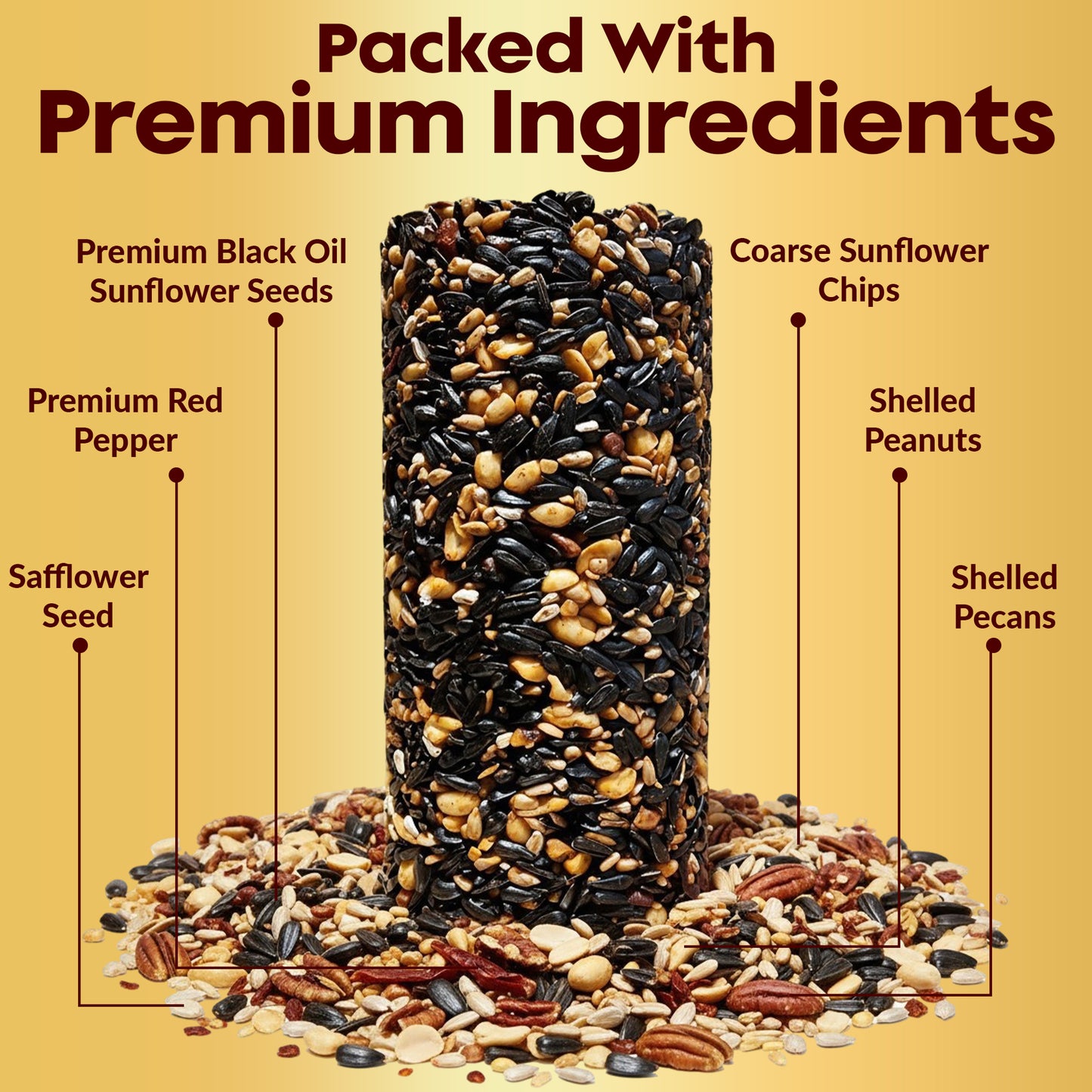 Hot Pepper Bird Seed Cylinders with Hole – Spicy Birdseed to Reduce Squirrels – Bird Seeds for Outside Wild Birds – No Mess Birdseed – Hot Birdseed with No Filler – All Natural, USA Made (4" x 7.75")