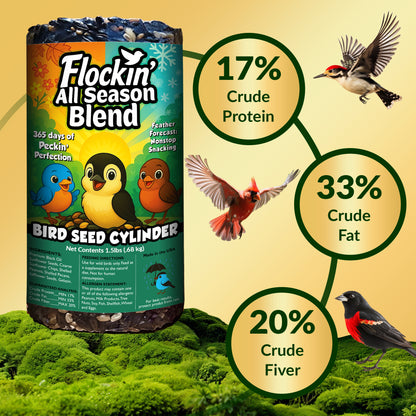 Flockin' All Season Bird Seed Cylinder - 1.5lbs, 4" x 7.75"