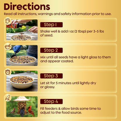 Flaming Hot Pepper Bird Seed Oil - Extremely Spicy Squirrel Seed Sauce - Helps Limit Squirrels at Bird Feeders - Safe for Wild Birds - Birds Can't Taste Spice, All Natural Ingredients, USA Made (16oz