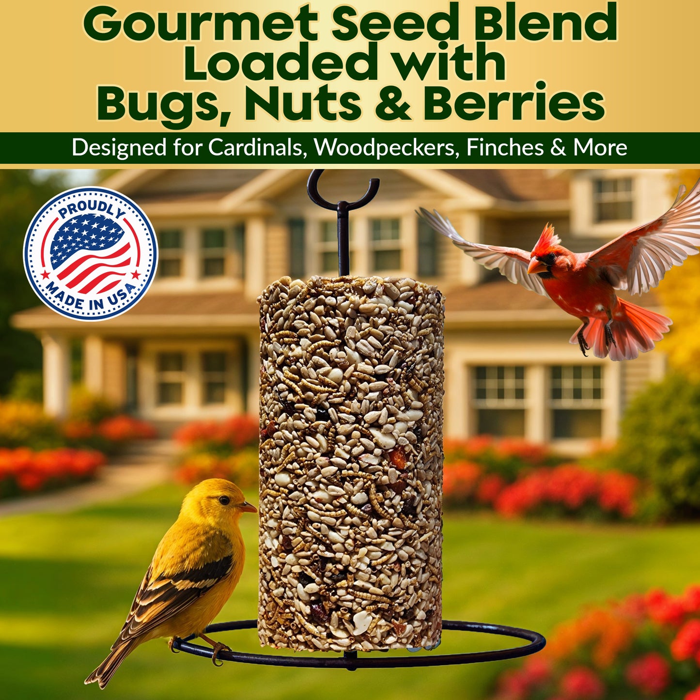 Flockin' Bugs, Nuts & Berries Bird Seed Cylinder - 1.5lbs & 4" x 7.75"