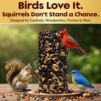 Hot Pepper Bird Seed Cylinders with Hole – Spicy Birdseed to Reduce Squirrels – Bird Seeds for Outside Wild Birds – No Mess Birdseed – Hot Birdseed with No Filler – All Natural, USA Made (4" x 7.75")