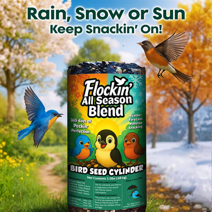 Flockin' All Season Bird Seed Cylinder - 1.5lbs, 4" x 7.75"