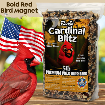 Cardinal Bird Seeds for Outside Wild Birds - Premium Cardinal Bird Feed with Sunflower Seed, Mealworms & Peanuts - Bird Food for Outside Wild Birds - Attracts Cardinals & Songbirds - No Fillers (5LBS)