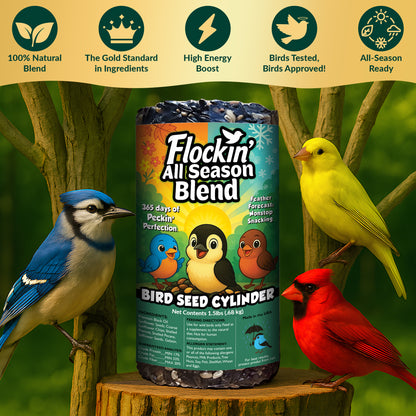Flockin' All Season Bird Seed Cylinder - 1.5lbs, 4" x 7.75"