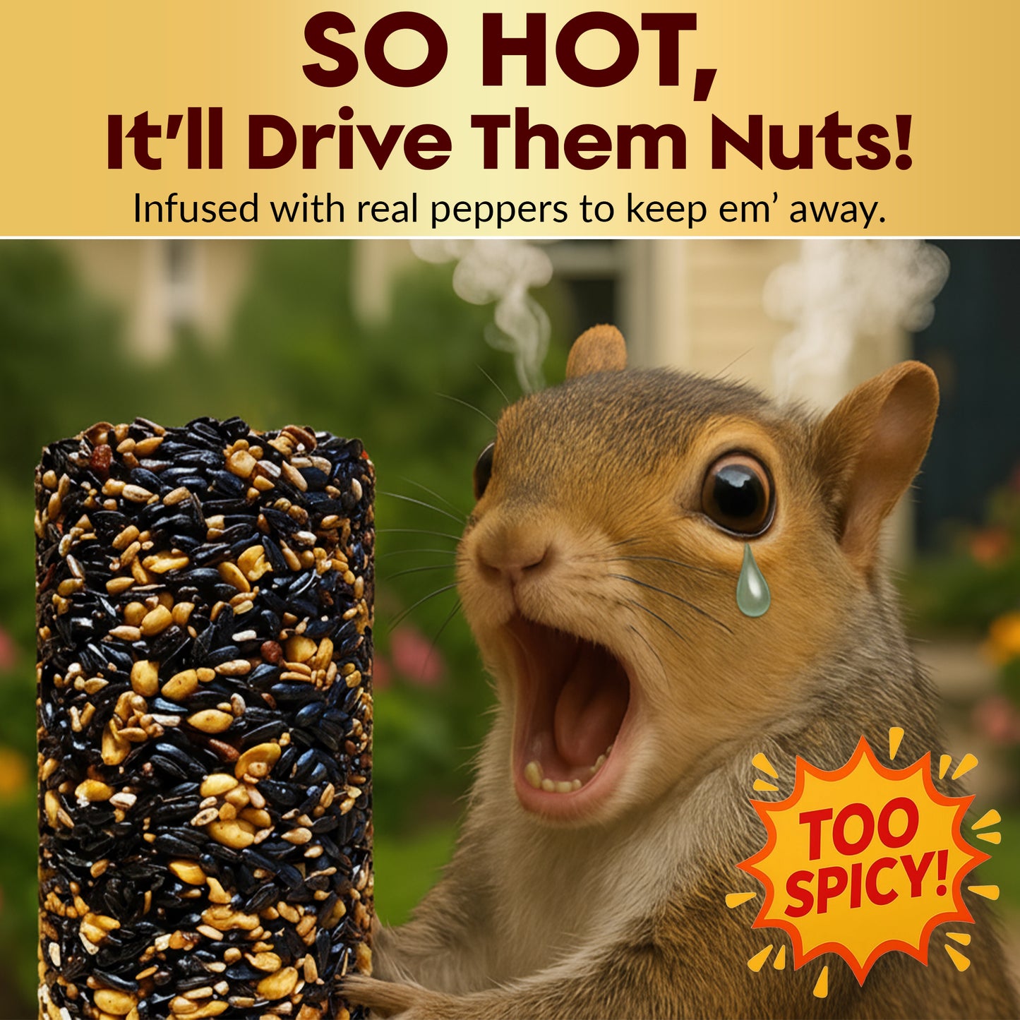 Hot Pepper Bird Seed Cylinders with Hole – Spicy Birdseed to Reduce Squirrels – Bird Seeds for Outside Wild Birds – No Mess Birdseed – Hot Birdseed with No Filler – All Natural, USA Made (4" x 7.75")