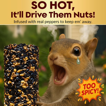 Hot Pepper Bird Seed Cylinders with Hole – Spicy Birdseed to Reduce Squirrels – Bird Seeds for Outside Wild Birds – No Mess Birdseed – Hot Birdseed with No Filler – All Natural, USA Made (4" x 7.75")
