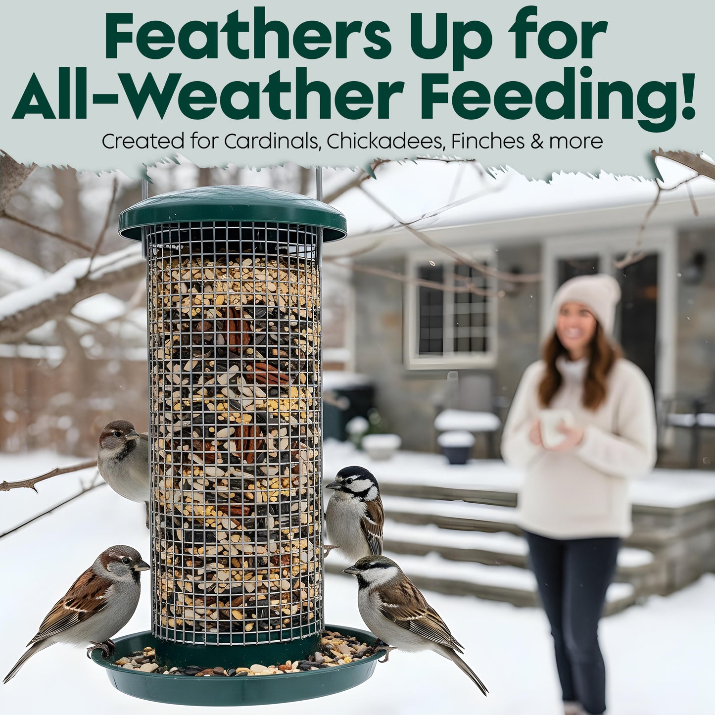 Year-Round Bird Food for Outside Wild Birds - Premium Bird Feed with Sunflower Seeds, Chips & Peanuts - Bird Seeds for Outside Wild Birds - Attracts Various Songbirds - No Fillers - USA Made (5LBS)