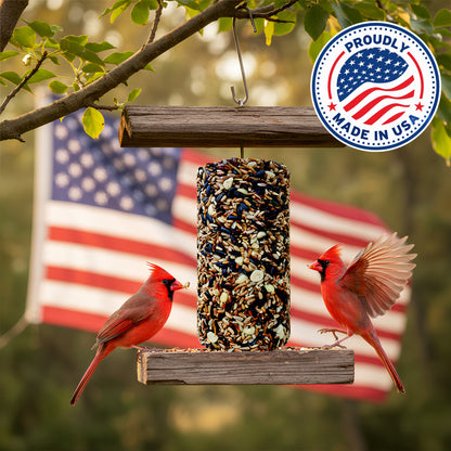 Cardinal Bird Seed Cylinders with Hole – Premium Cardinal Bird Seed Mix Curated for Cardinals & Also Loved by Blue Jays & Woodpeckers – Long Lasting, All Natural, No Fillers, USA Made (4" x 7.75")
