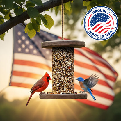 Bugs, Nuts & Berries Bird Seed Cylinders with Hole – Wild Bird Food for Blue Birds, Woodpeckers, Cardinals & More – Premium Protein-Rich All Natural Blend, No Fillers – USA Made (4" x 7.75")