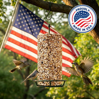 Mealworm Bird Seed Cylinders with Hole – Premium Mealworm Birdseed Log – Sunflower Chips & Dried Mealworms for Wild Birds – Natural High Energy Seed Cylinder – No Fillers – USA Made (4" x