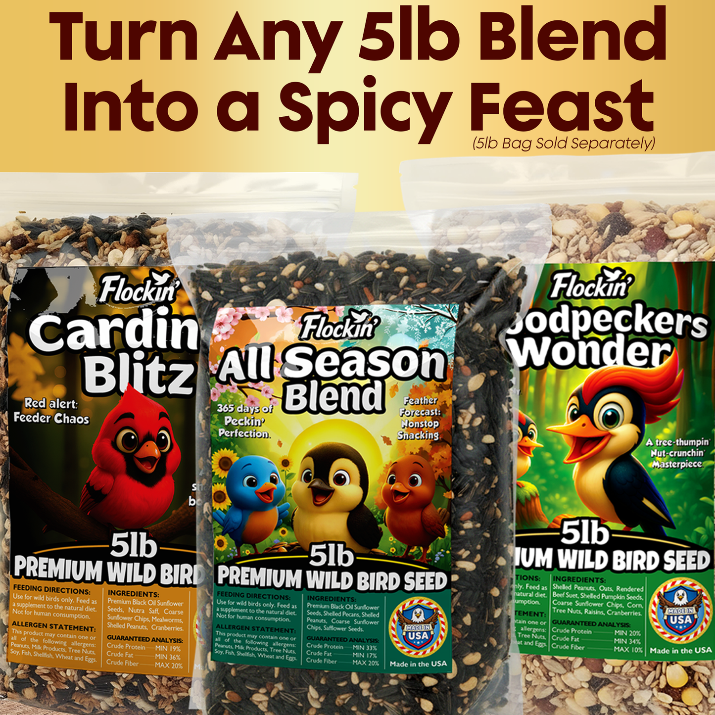 Flaming Hot Pepper Bird Seed Oil - Extremely Spicy Squirrel Seed Sauce - Helps Limit Squirrels at Bird Feeders - Safe for Wild Birds - Birds Can't Taste Spice, All Natural Ingredients, USA Made (16oz